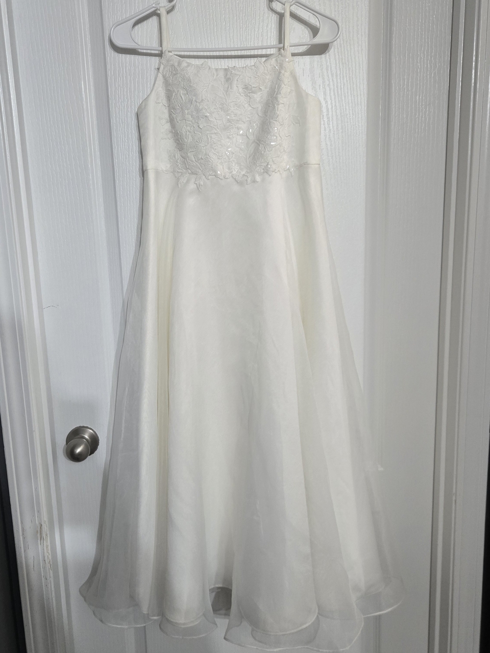 David's Bridal Ivory Flower-Embellished Spaghetti Strap Dress - Picture 5 of 5